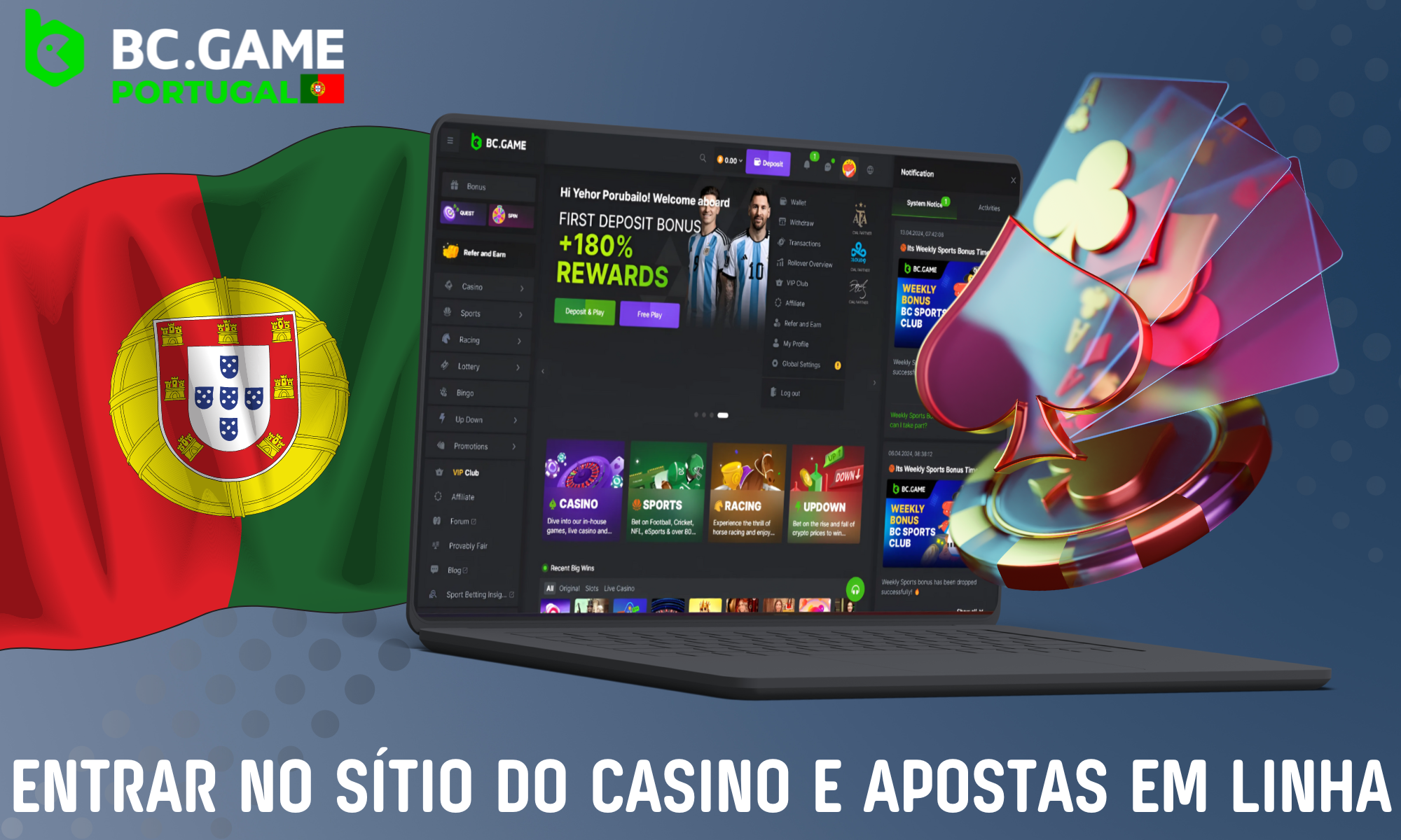 Os jogadores de Portugal têm acesso ao mundialmente famoso site de casino BC Game