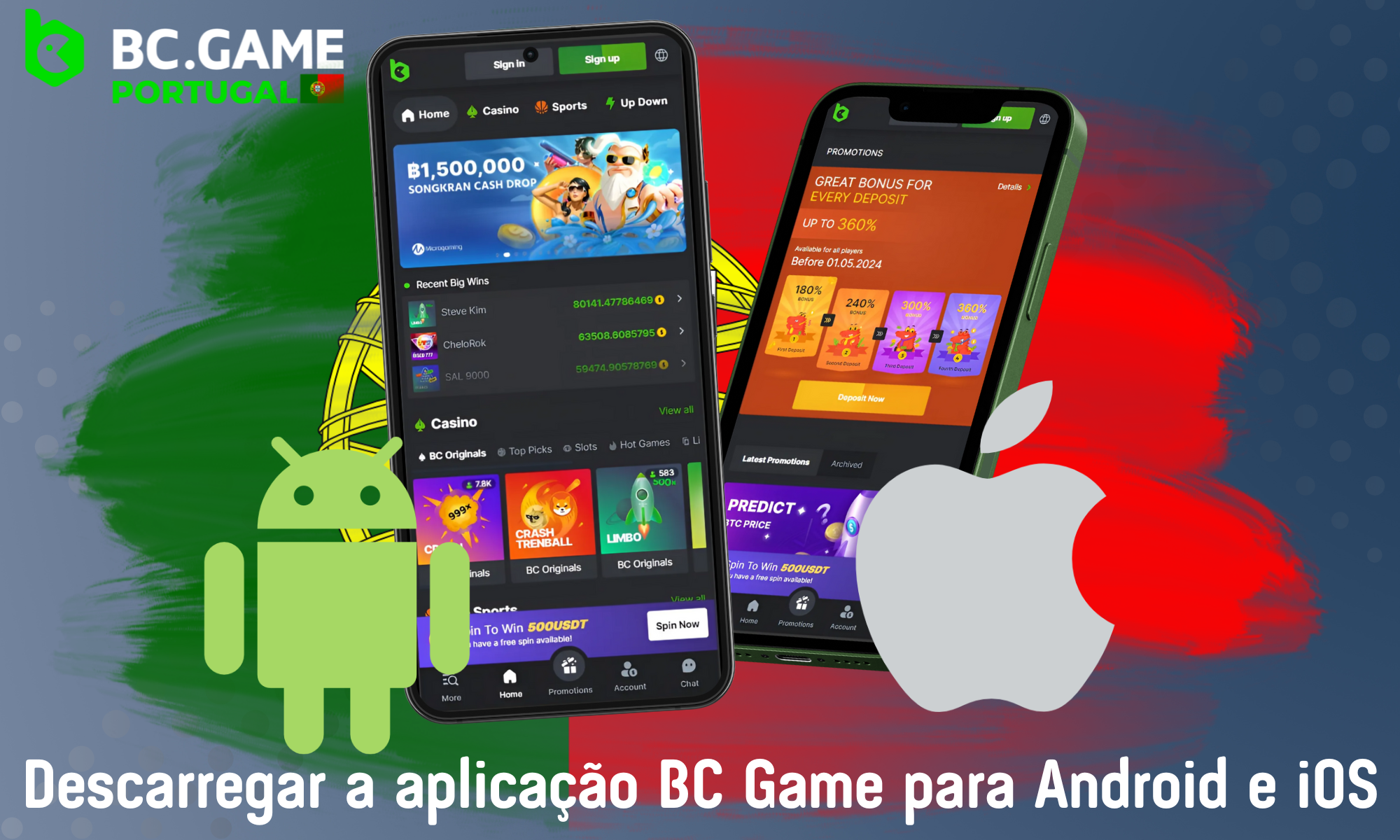 A BC Game criou uma aplicação que está disponível para os utilizadores de dispositivos Android e IOS