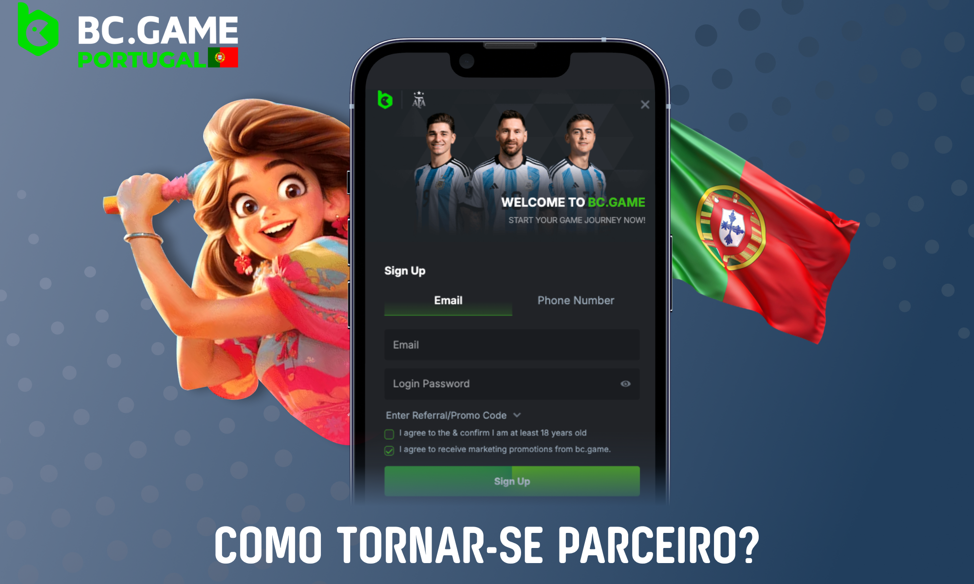 Para aderir ao programa de afiliados do BC GAME Portugal você precisa seguir alguns passos simples