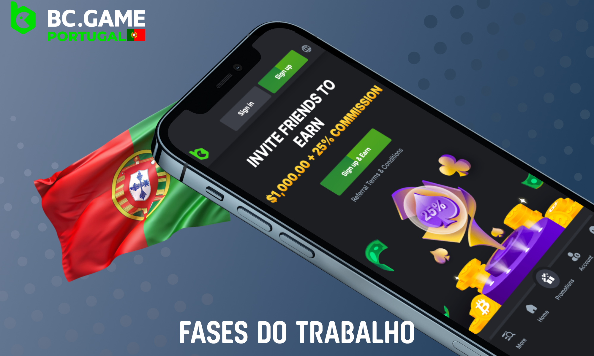 Cadastre-se no site do BC GAME Portugal para começar a trabalhar como parceiros.